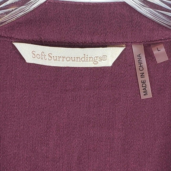 Soft Surroundings Tunic Womens Ruffle Tiered Hem Shirt Purple Size Large Rayon - Picture 5 of 8